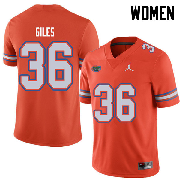 Jordan Brand Women #36 Eddie Giles Florida Gators College Football Jerseys Sale-Orange - Click Image to Close